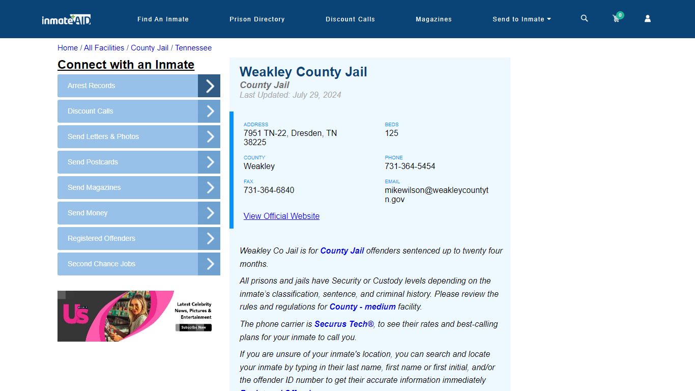 Weakley County Jail - Inmate Locator